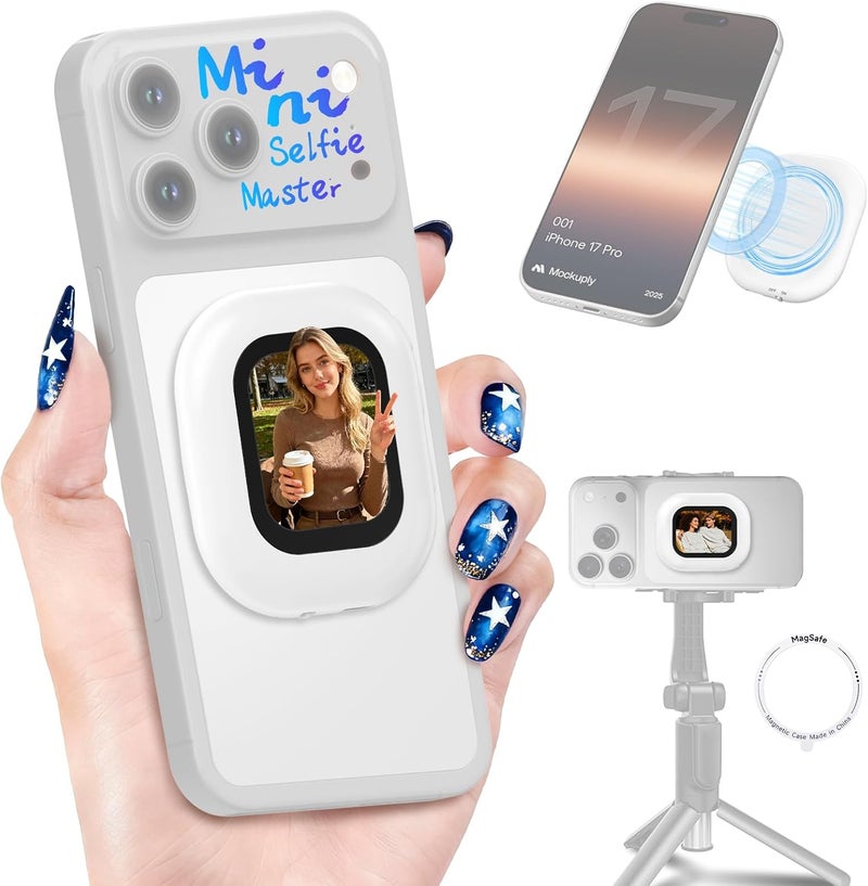 MOMAN Mini Selfie Monitor Screen with 4K 60fps & Encrypted Private Wireless for iPhone 7-17 Series, Magnetic Back Camera Vlog Monitor, P2P Wireless, 98 ft Range for TikTok, YouTube, Vlogging - Image 1